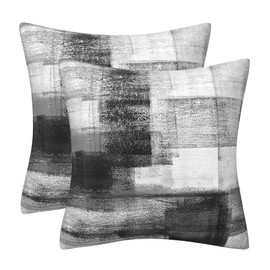 DILOXNSU Cushion Covers 50cm x 50cm Double-Sided Black White Velvet Modern Abstract Art Square Pillowcases for Sofa Livingroom Bed Couch Outdoor Decorative Cushions Cases Set of 2