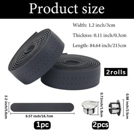 GORGECRAFT 2 Rolls Bicycle Handle Bar Tape Black Road Bike Handle Tape Handlebar Tapes PU Leather Bike Handle Wrap with 2 PCS End Plugs for Road Bike Steering Wheel Chair Armrest