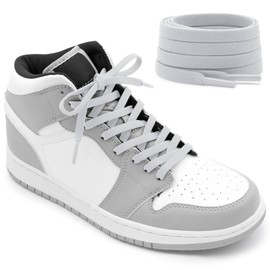 DELELE Flat Elastic Shoe Laces: Light Grey Stretch Shoelaces for Sneakers 2 Pair 43 inch