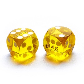 Bescon Professional Precision Dice Round Corner 9/16" (14.3mm) with Random Serial Number, Precision Cut Dice 14.3MM Gem Yellow, 2pcs Set