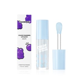 VANERIA Colour-Changing Lip Gloss, Hydrating Moisturiser Lip Gloss Long-Lasting Lip Gloss for Smooth Lips with Intense Shine (3.5 ml/0.11 fl.oz) (Grapes)