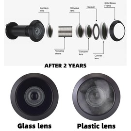 TOGU 220-degree Solid Brass Peep Holes for Door with 16mm Drill Bit, 0.63 inch Door Peephole with Privacy, Compatible with Door Thick from 1-3/8" to 2-1/6", Matte Black Finish