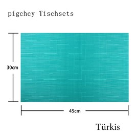 pigchcy Platzsets, Abwischbar Vinyl Tischsets FüR Esstisch, Leicht Zu Reinigen, Kunststoff Platzsets Satz Von 6 (45 X 30 cm, Türkis)