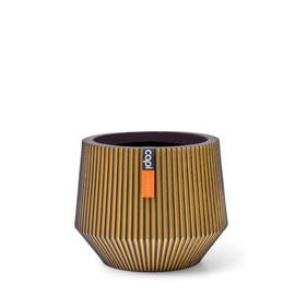 Capi Europe - Cylinder geo Groove Black & Gold - 19x16 - Gold - Opening Ø15 - Flower Pot for Indoor Use - BGVGB334