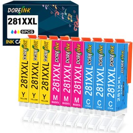 DOREINK Compatible 281 Ink Cartridge Replacement for Canon 281 CLI-281XXL 281XXL 281XL for PIXMA TR8520 TR8620 TS6320 TS9120 TS8320 TS6320 TS6220 TR7520 TS6120 Printer (Cyan, Magenta, Yellow) 9 Pack
