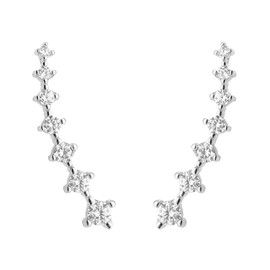 Silver Earrings for Women 7 Crystals Ear Climber Earrings Ear Wrap Cuffs Earring Jewelry Birthday (Silver Earring)