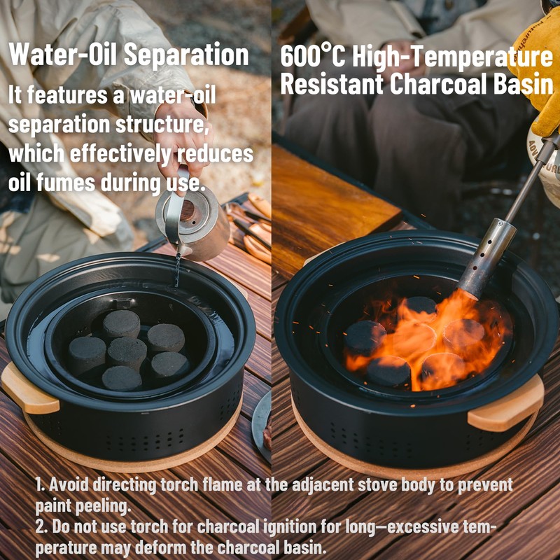 Naturehike Charcoal BBQ Grill with Heat Proof Mat, 11.8 INCH