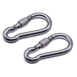 J Clarke Marine Pack of 2 - Carabiner snap hook with safety lock nut 316 A4 stainless steel 50mm 60mm 70mm 80mm 100mm 120mm140mm (12mm x 140mm)