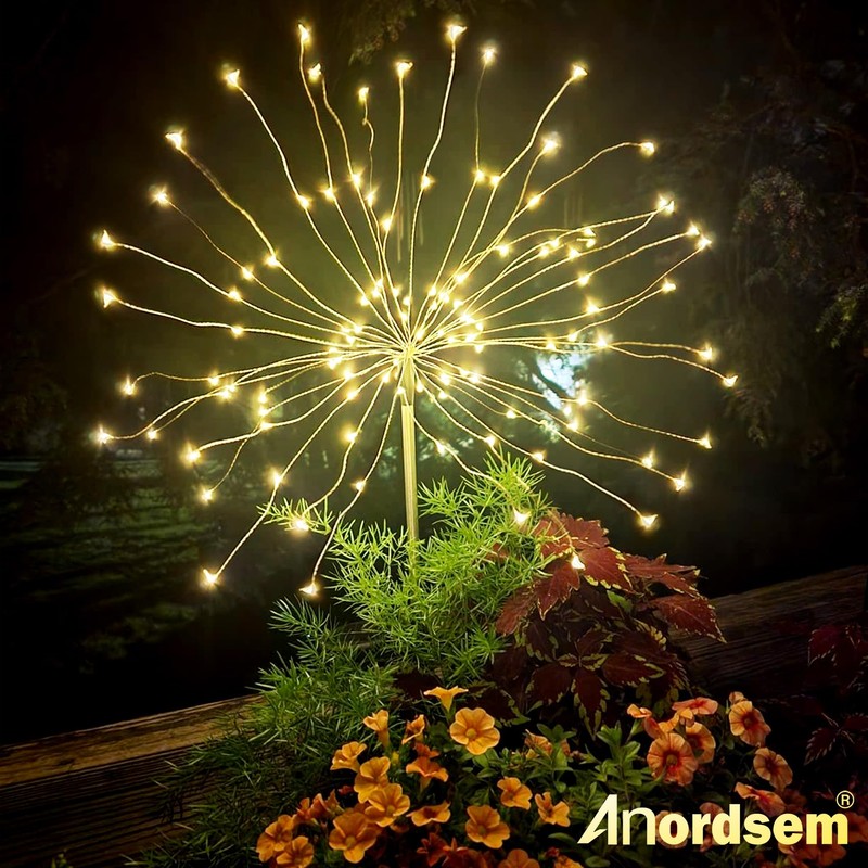Anordsem Solar Garden Lights Outdoor: Bendable Copper Wire with 120