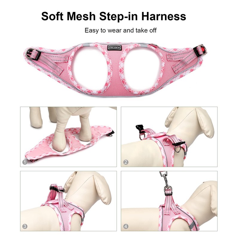 Mercano Soft Mesh Dog Harness and Leash Set, No-Chock Step-in
