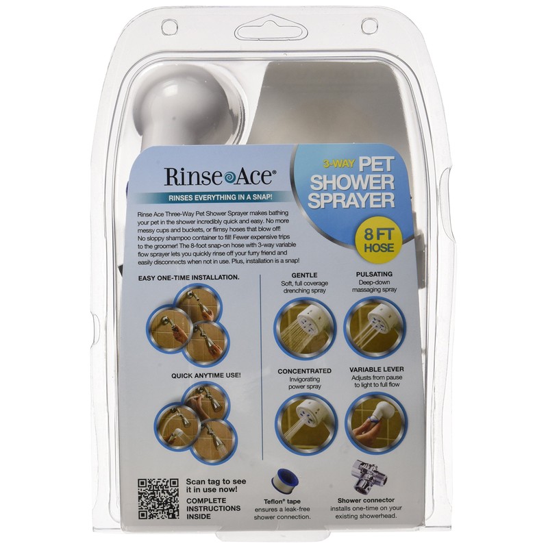 Rinse Ace 3 Way Pet Shower Sprayer with 8 Foot