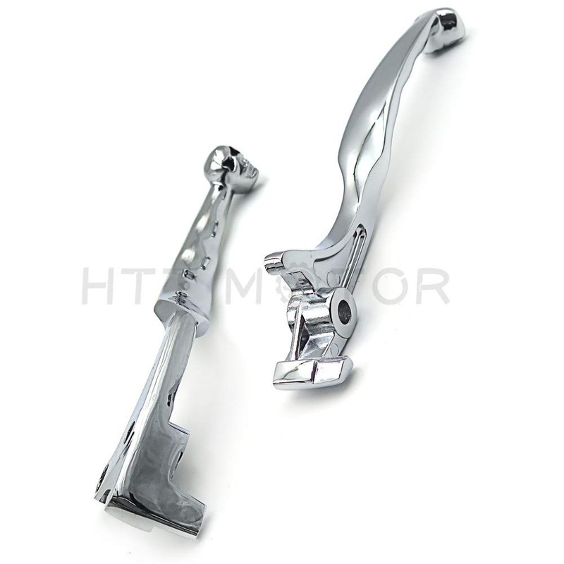 HTTMT MT241-010- Chrome Brake Clutch Skull Hand Levers Compatible with