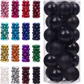 Emopeak 24Pcs Christmas Balls Ornaments for Xmas Christmas Tree - Shatterproof Christmas Tree Decorations Hanging Ball for Holiday Wedding Party Decoration (Black, 1.57"-4CM)