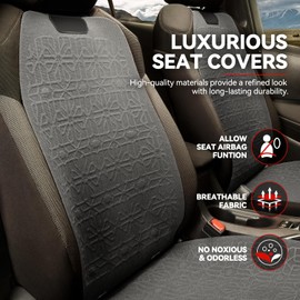 Auto Dynasty Protex Series Car Seat Covers Front Pair, Breathable Woven Polyester Automotive Seat Covers for Cars SUV Pick-up Truck Sedan, Universal Anti-Slip Driver Seat Cover, Dark Gray