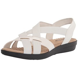 Easy Street Women's Janice Wedge Sandal, White Gore, 5.5