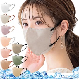 [millarouge] 3Dマスク 立体マスク 不織布 血色マスク 不織布マスク カラー マスク 立体 使い捨て 小顔マスク バイカラー チークマスク 夏用 薄型マスク 耳が痛くならない 20枚入 (Cタイプ(13.8cm×11.3cm), サンドベージュ) bgee