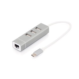 Digitus DA-70253 USB 2.0 100Mbit/s Aluminium interface hub - Digitus DA-70253, USB 2.0, RJ-45,USB 2.0, 100 Mbit/s, Aluminium, White, Aluminium