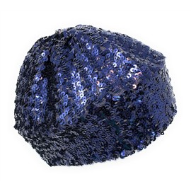 Cadoline Dark Blue Womens Elastic Sequin Polyester Flapper Cap Hat 23cm Diameter