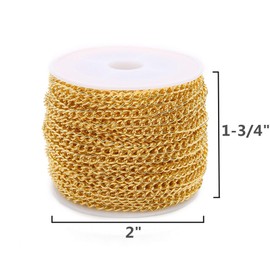 SWTOOL 60 Feets /20 Yards Metal Gold Link Chains, Iron Bulk Curb Chain for DIY Craft Jewelry Chain Making, 2 Rolls x 10 Yards (Gold)