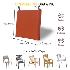 Goodgoods 18.5 x 18.5 Outdoor Chair Cushions Set of 4, Fade-Resistant & Water-Resistant Patio Seat Cushion Pads with Ties, 30D High-Resilience Foam for Dining Room Kitchen Chairs, Quarry Red