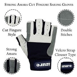 Premium Quality Strong AMARA Navy Blue Sailing Enforced Palm Breathable Best Gloves Skiing Riding Running Hiking Fishing Sailing Indoor-Outdoor C/F XSmall-Xlarge (L)