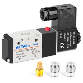 1/4"PT Solenoid Valve AirTAC 3V210-08 DC12V Single Coil Pilot-Operated Electric 2 Position 3 Way Connection Type