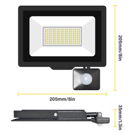 RIGIDON LED Spotlight with Motion Sensor 50 W 5000 LM LED Spotlight Outdoor Spotlight 6000 K Cool White IP66 Waterproof Floodlight Outdoor Light Outdoor Lamp for Garden Garage Courtyards Sports Field