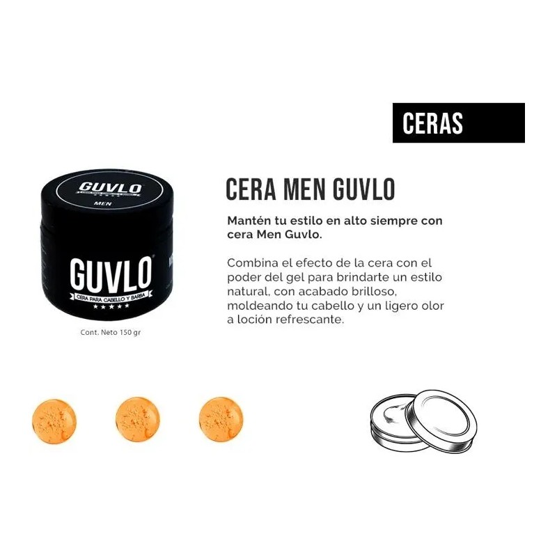 Cera Para Hombre Guvlo, Cabello Barba Y Bigote 150 Gr
