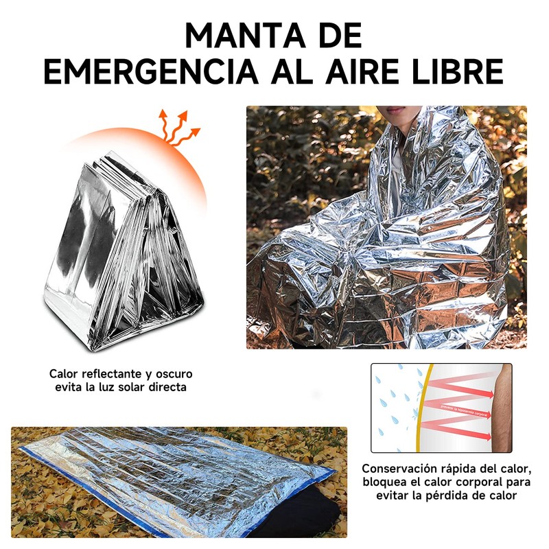 POGEPE Manta Térmica para Supervivencia Al Aire Libre es Resistente