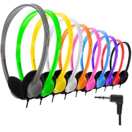 Yunsailing 10 Pack Class Set Headphones for Students Bulk School Headsets Earphones with 3.5mm Jack Classroom Must Haves Teacher Supplies for Adults Laptop Computer (Vibrant Color)