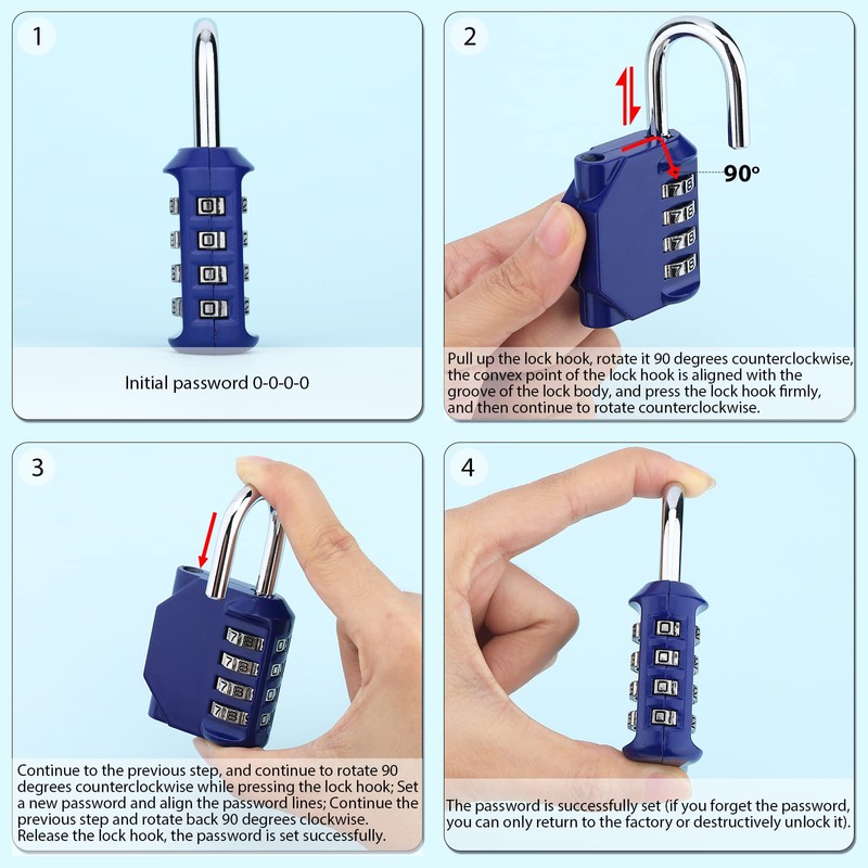 Greoer Combination Lock Sterling Combination Padlock, 4 Digit Combination Padlock,