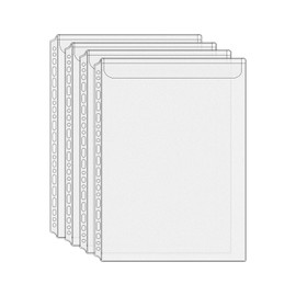 Mogoostry A4 Binder Pockets Zipperless Cash Envelopes Single Pocket Binder Sleeves with Top Flap Binder Pouches Loose Leaf Inserts Folder Document Filing Bags