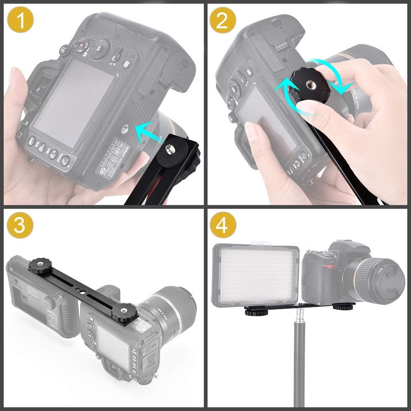 UTEBIT Dual DSLR Flash Camera Bracket – Pack of 2