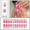 Long Press on Nails Long Square Fake Nails Pink French