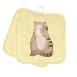 Mr. & Mrs. Panda Set of 2 Pot Holders Cat Sitting - Gift, Pot Coaster, Cat Motif, Cat Lover Products, MIAU Pot Holder Set