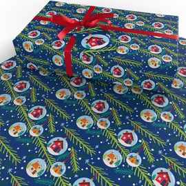 Luxury ECO Xmas Gift Wrap - 10 sheets/tags - Christmas House Ten Pack - Recycled & Recyclable Wrapping Paper - Re-wrapped