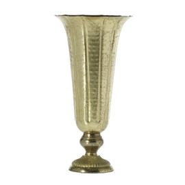 Accent Lita Metal Fluted Vase in Distressed Gold - 18" x 8" x 16.75"