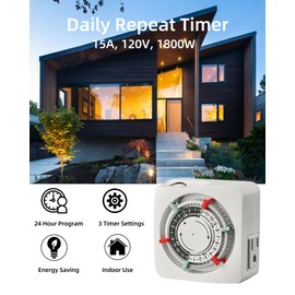 TAYMATIC Mechanical Indoor Plug in Timer with Trippers,