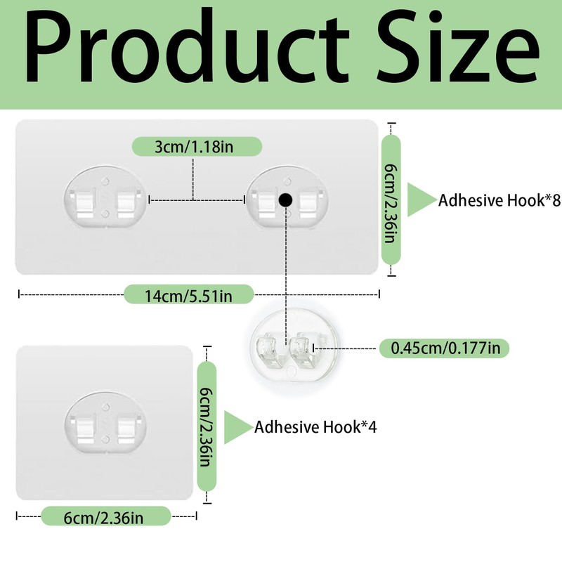 12 Pack Shower Caddy Adhesive Replacement Hooks Transparent Strong Waterproof