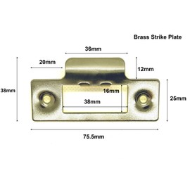 Brassed Strike Plates Single for Mortise Lock or Tubular Latch Pack of 1 (Single Strike Plate)