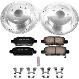 Power Stop K7881 Rear Z23 Carbon Fiber Brake Pads with Drilled & Slotted Brake Rotors Kit
