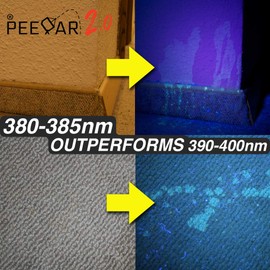 PeeDar 2.0 UV Pet Urine Detector Black Light Flashlight + Cat & Dog Behaviorist Book + 3 AAAS. Ultra Bright Optimal 380-385NM LEDs Find Invisible Stains Instantly! Rid Cat, Dog Pee Issues Forever.