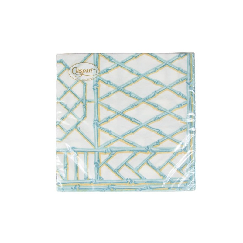 Caspari Bamboo Screen Robin's Egg Paper Linen Dinner Napkins -