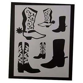 Cowboy Boots Boot Western Country 8.5" x 11" Custom Stencil Reusable Custom Cut Stencil Sheet Template Cutout Sign DIY Supplies for Airbrush Painting Drawing