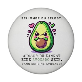 Avocado Kawaii Style Magnet with Bottle Opener Round with Saying Be You Yourself or Avocado Cartoon Face Anime Design Cute Illustration Kawaii Style