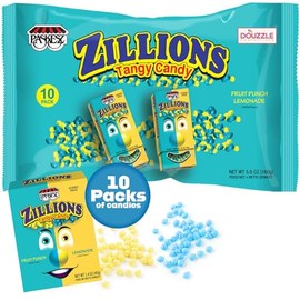 DOUzzle Graduation Treats - Zillions Tangy Candy, Sour Fruit Punch (10 Count, Pack of 1) Individually Wrapped, Party Favor, Goodie Bag & Pinata Filler - Kosher Parve
