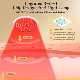 Luqixcey Infrared Lamp, 100 Led Red Light Lamp with 15/30/45 Mins Timer, Infrared Light Device, 660nm & 850nm & 940nm, 9 Brightness Level Infrared Light Lamp for Home Use