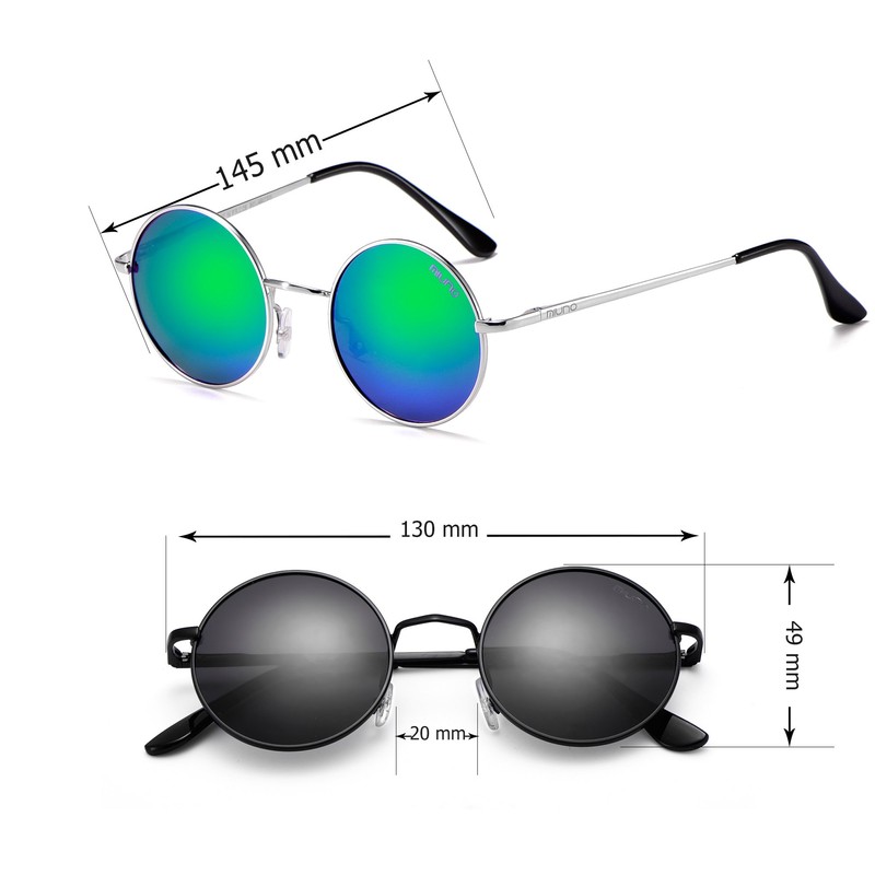 Miuno® Sunglasses with Round Lenses UV400 Men Women with Case