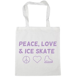 Hippowarehouse Peace, Love and Ice Skate Tote Shopping Gym Beach Bag 42cm x38cm, 10 litres