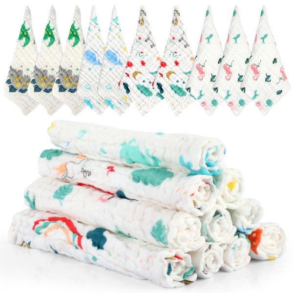 Kigift 10 Pieces Muslin Cloths for Baby, 30 x 30cm